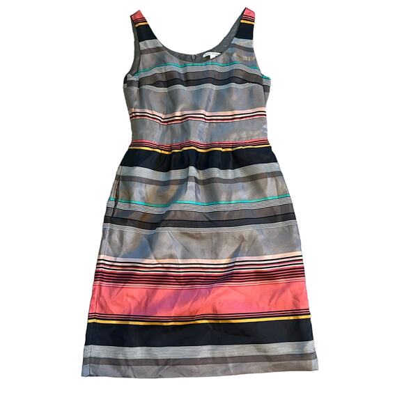 NWT Banana Republic Women's Size 6 Sleeveless Silk Striped Casey Sheath Dress - Picture 2 of 4